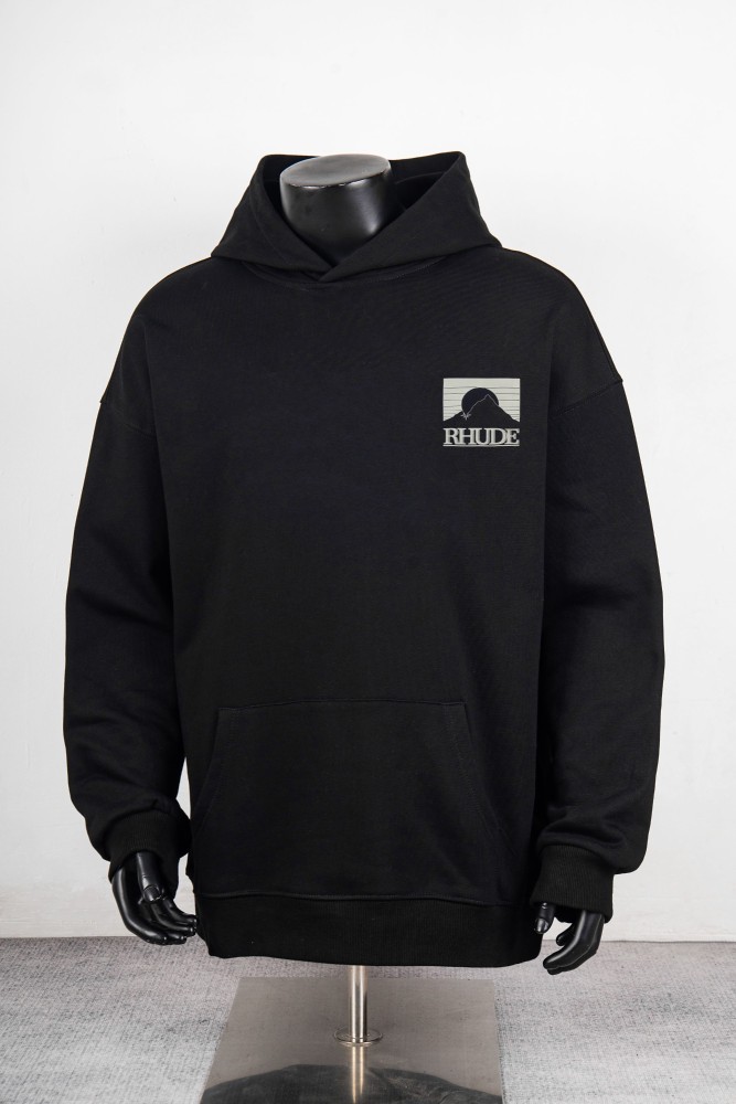 Rhude Go To Heaven Mountain Sunset Slogan Print Pullover Hoodie 29471937