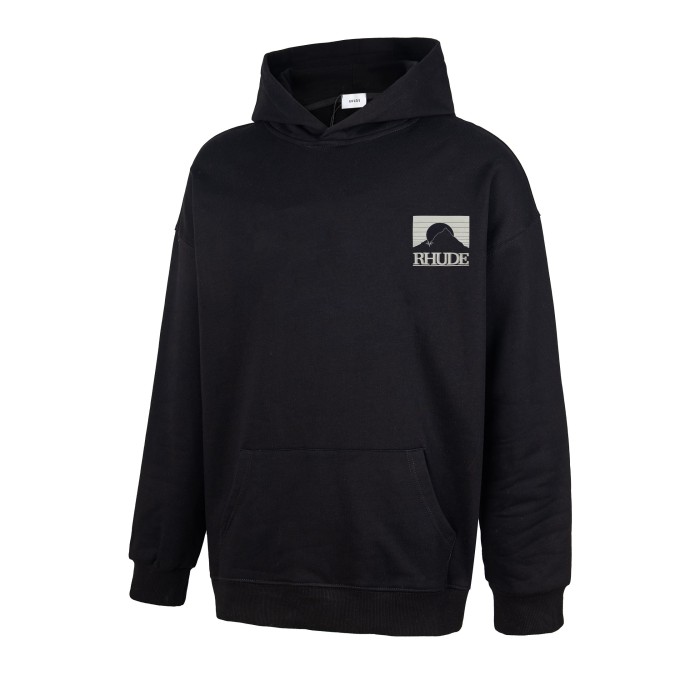 Rhude Go To Heaven Mountain Sunset Slogan Print Pullover Hoodie 29471937