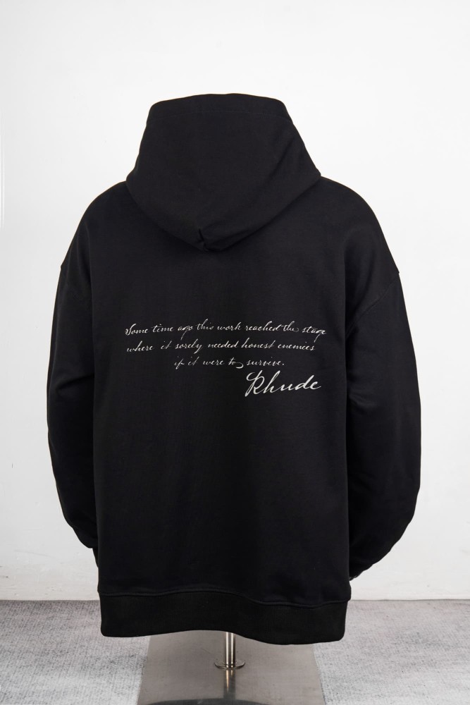 Rhude French Vintage Illustration Handwritten Text Print Pullover Hoodie 2 colors 29471897