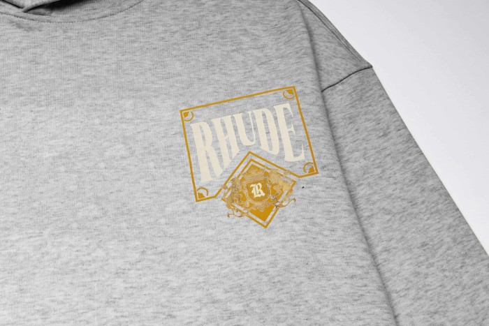 Rhude Black Gold Casino Playing Card Double Lion R Crest Print Pullover Hoodie 2 colors 29471885