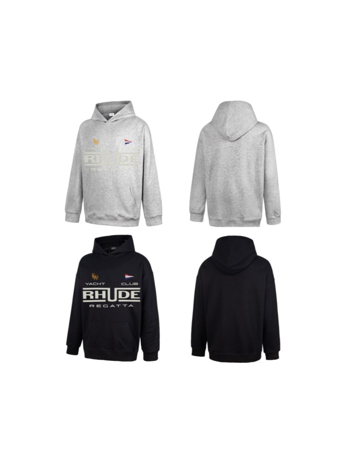Rhude Yacht Club Regatta Sailing Theme Print Box Geometric Font Pullover Hoodie 2 colors 29471995