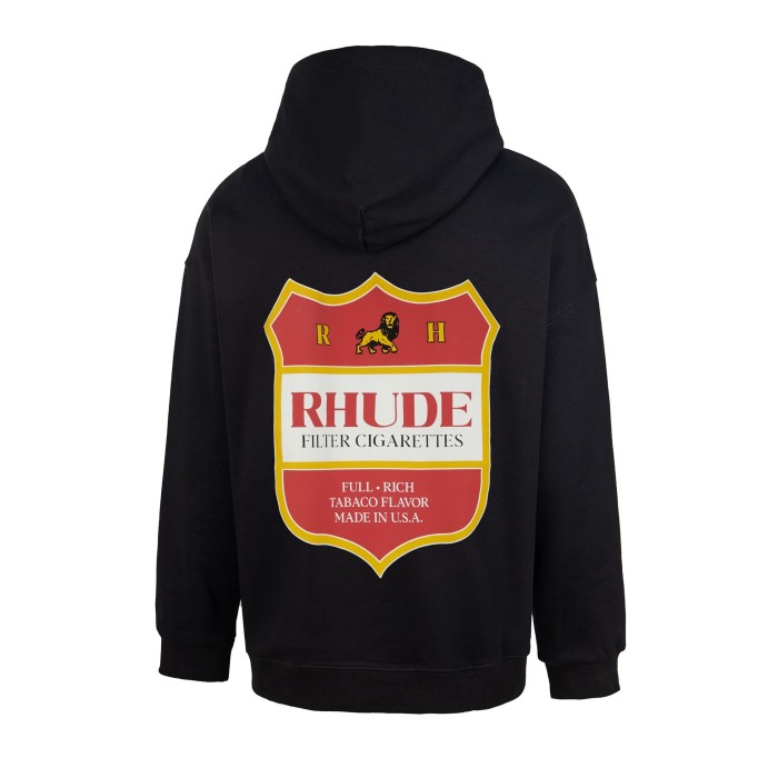 Rhude Streetwear Cigarette Theme Shield Crest Print French Terry Pullover Hoodie 2 colors 29471223