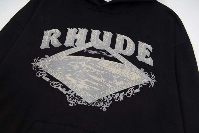 Rhude Paris-Dakar Vintage Rally Desert Landscape City Name Print Pullover Hoodie 29471920