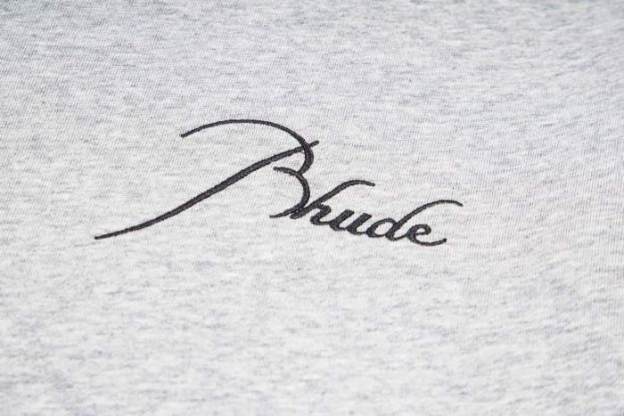 Rhude 1:1 quality version Script Signature Logo Curved Panel Seam Full Zip Hoodie 4 colors 29471958