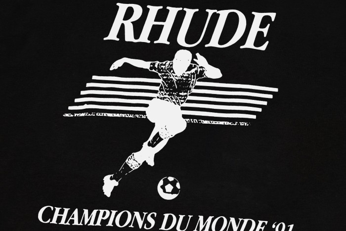 Rhude Champions Du Monde 91 Vintage Soccer Player Print T-Shirt 2 colors 29471950