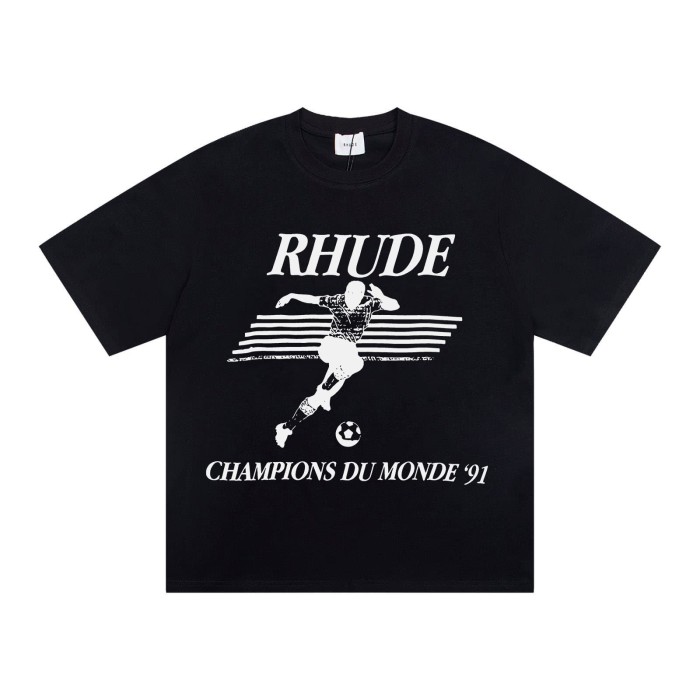 Rhude Champions Du Monde 91 Vintage Soccer Player Print T-Shirt 2 colors 29471950