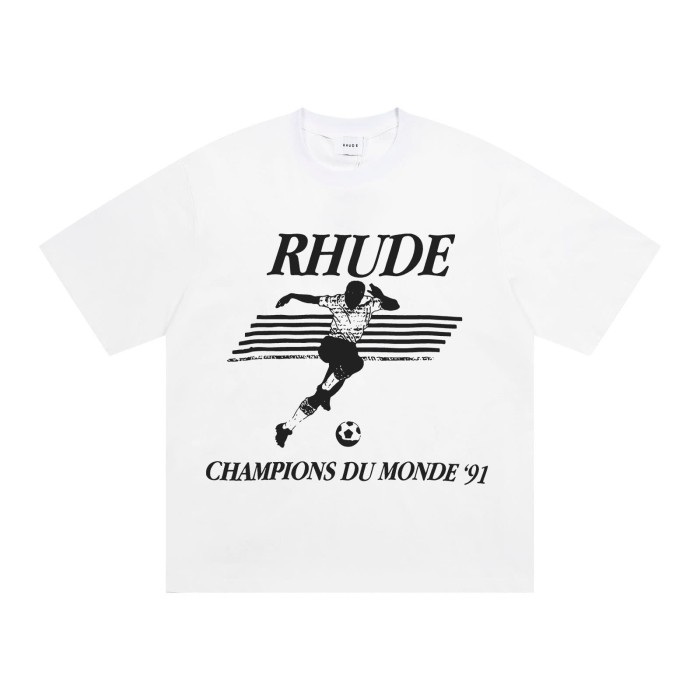 Rhude Champions Du Monde 91 Vintage Soccer Player Print T-Shirt 2 colors 29471950