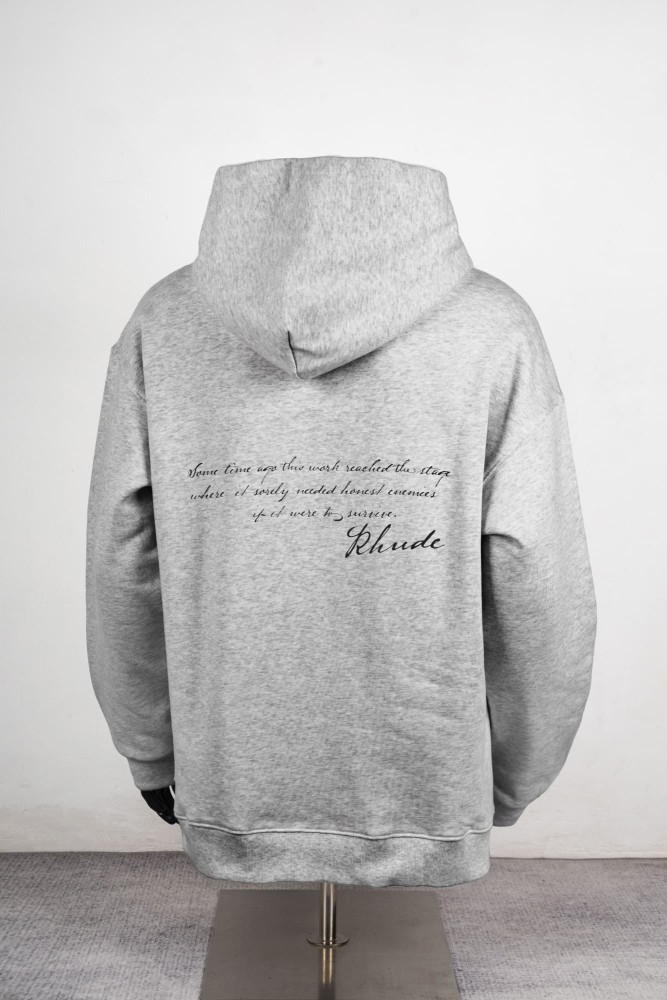Rhude French Vintage Illustration Handwritten Text Print Pullover Hoodie 2 colors 29471897