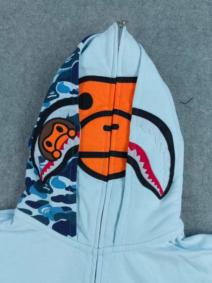 A Bathing Ape Bape 1:1 quality version Camo Ape Shark Milo KT Monkey Unisex Embroidered Zip Up Hoodie 3 colors 29368405