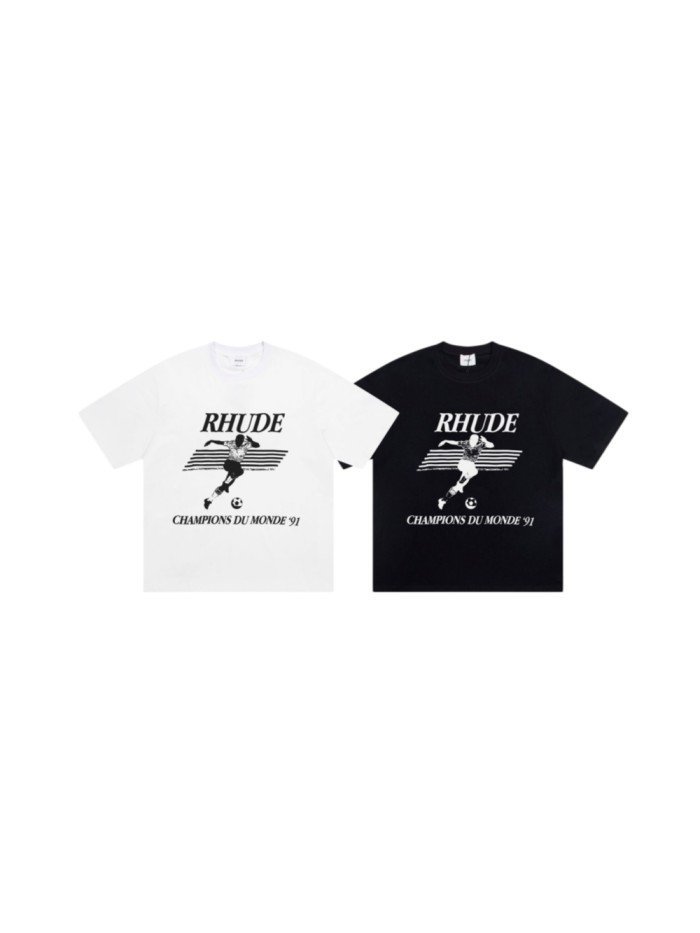 Rhude Champions Du Monde 91 Vintage Soccer Player Print T-Shirt 2 colors 29471950