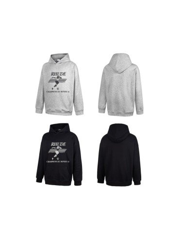 Rhude Champions‑Du‑Monde‑91 Vintage‑Soccer‑Player‑Print Pullover Hoodie 2 colors 29471990