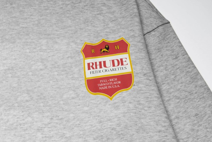 Rhude Streetwear Cigarette Theme Shield Crest Print French Terry Pullover Hoodie 2 colors 29471223