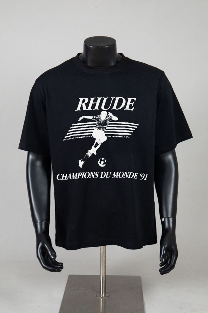 Rhude Champions Du Monde 91 Vintage Soccer Player Print T-Shirt 2 colors 29471950