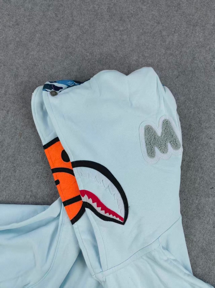 A Bathing Ape Bape 1:1 quality version Camo Ape Shark Milo KT Monkey Unisex Embroidered Zip Up Hoodie 3 colors 29368405