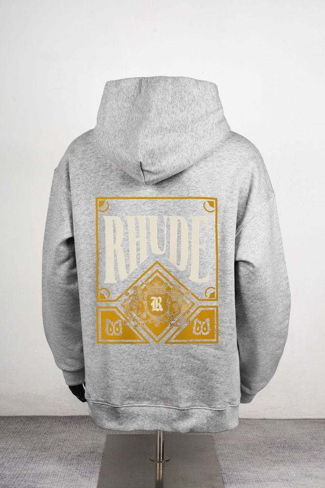 Rhude Black Gold Casino Playing Card Double Lion R Crest Print Pullover Hoodie 2 colors 29471885