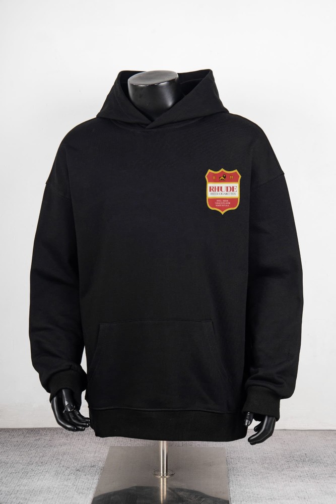 Rhude Streetwear Cigarette Theme Shield Crest Print French Terry Pullover Hoodie 2 colors 29471223