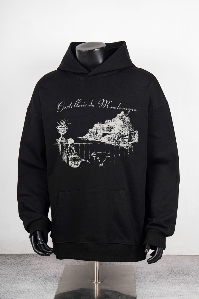 Rhude French Vintage Illustration Handwritten Text Print Pullover Hoodie 2 colors 29471897