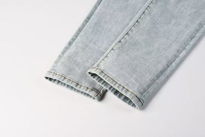 Amiri 1:1 quality version Heavy Wash Snakeskin Patch Frayed Ripped Skinny Denim Jeans 29474841