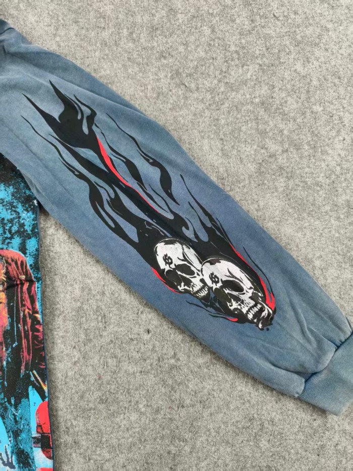 Godspeed Gas Station Skull Printed Washed Version Long Sleeve T-Shirt 4 colors 28128574