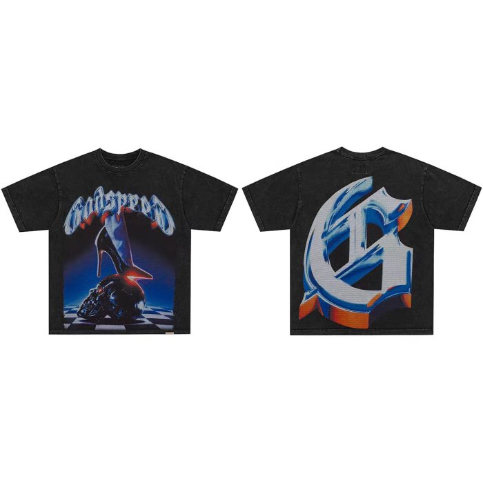 Godspeed 1:1 quality version American High Street Washed Vintage Skull Unisex T-shirt 30 colors 29474731