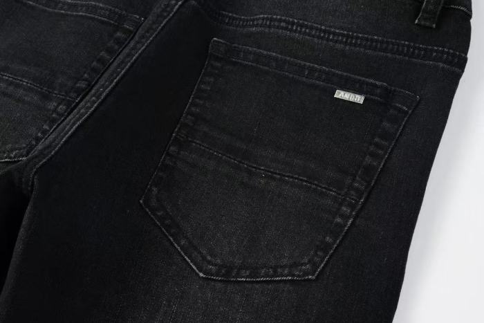 Amiri 1:1 quality version Wash Rhinestone Stud Patch Frayed Ripped Skinny Jeans 2 colors 29474990