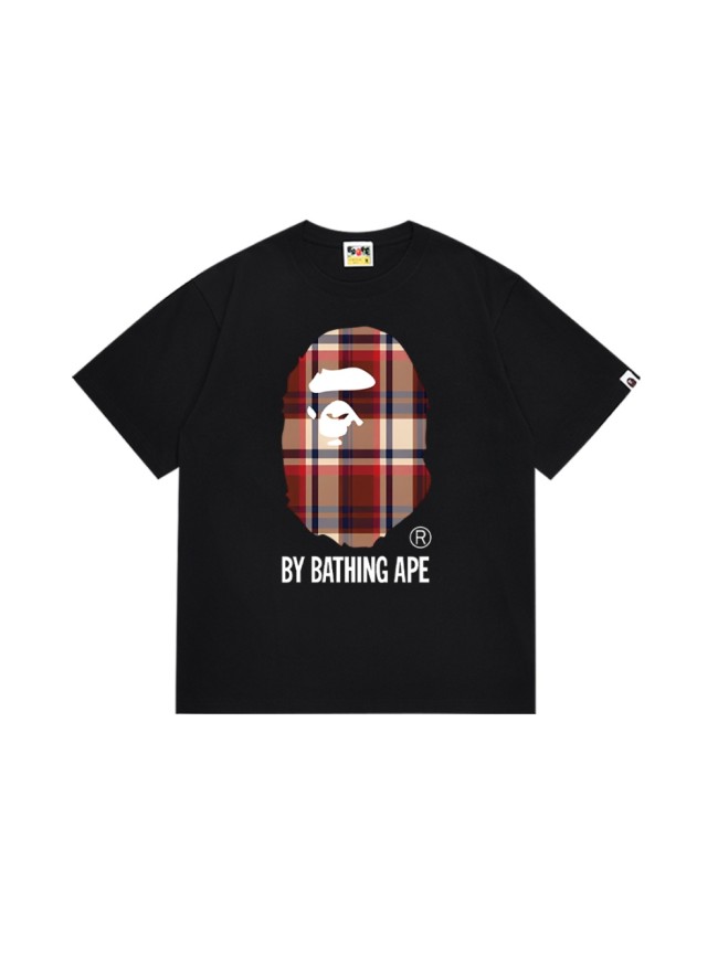 [50% Off]A Bathing Ape Bape Plaid Big Ape Head Letter Print Tee 4 colors 27006868