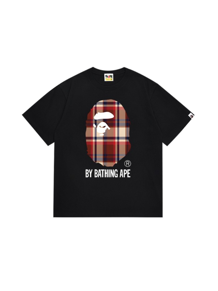 [50% Off]A Bathing Ape Bape Plaid Big Ape Head Letter Print Tee 4 colors 27006868