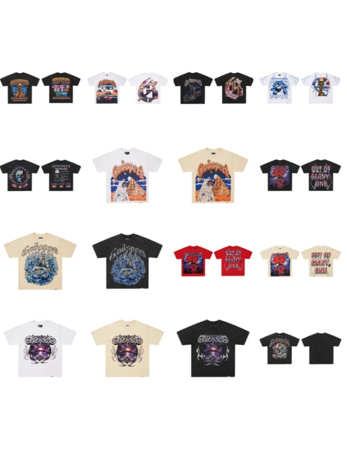 Godspeed 1:1 quality version American High Street Skull Racer Multi Flag T-shirt 21 colors 29474775