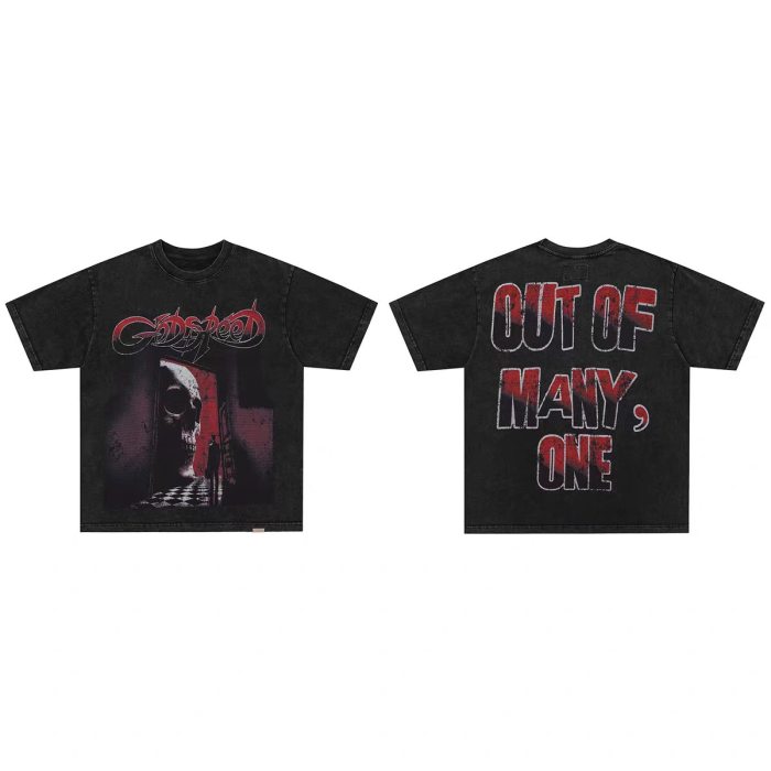 Godspeed 1:1 quality version American High Street Washed Vintage Skull Unisex T-shirt 30 colors 29474731