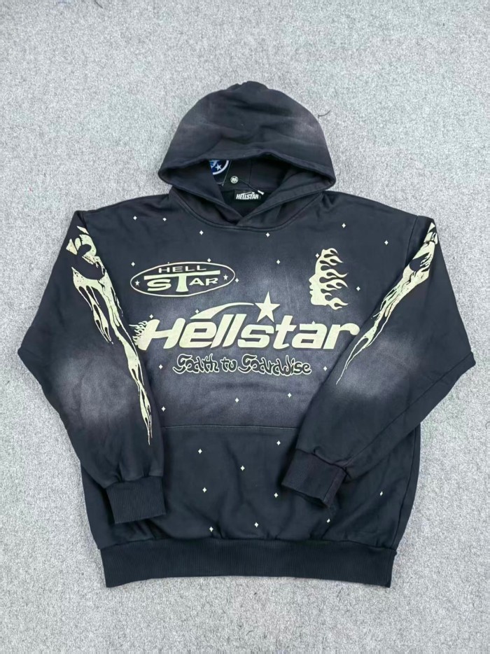 Hellstar Studio Logo Star Print Washed Version Hoodie & pants set 28624690