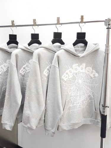 [50% Off]Sp5der 1:1 quality version White spider web foam letter print hoodie & pants set 26933658
