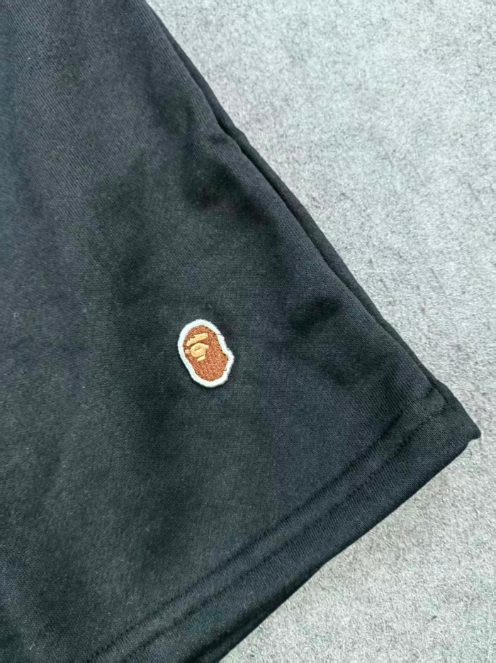 A Bathing Ape Bape Black Ape Head Embroidery Small Logo Drawstring Terry Shorts 29062673
