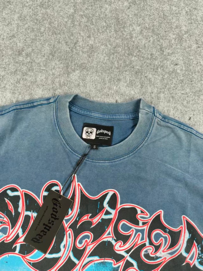Godspeed Gas Station Skull Printed Washed Version Long Sleeve T-Shirt 4 colors 28128574