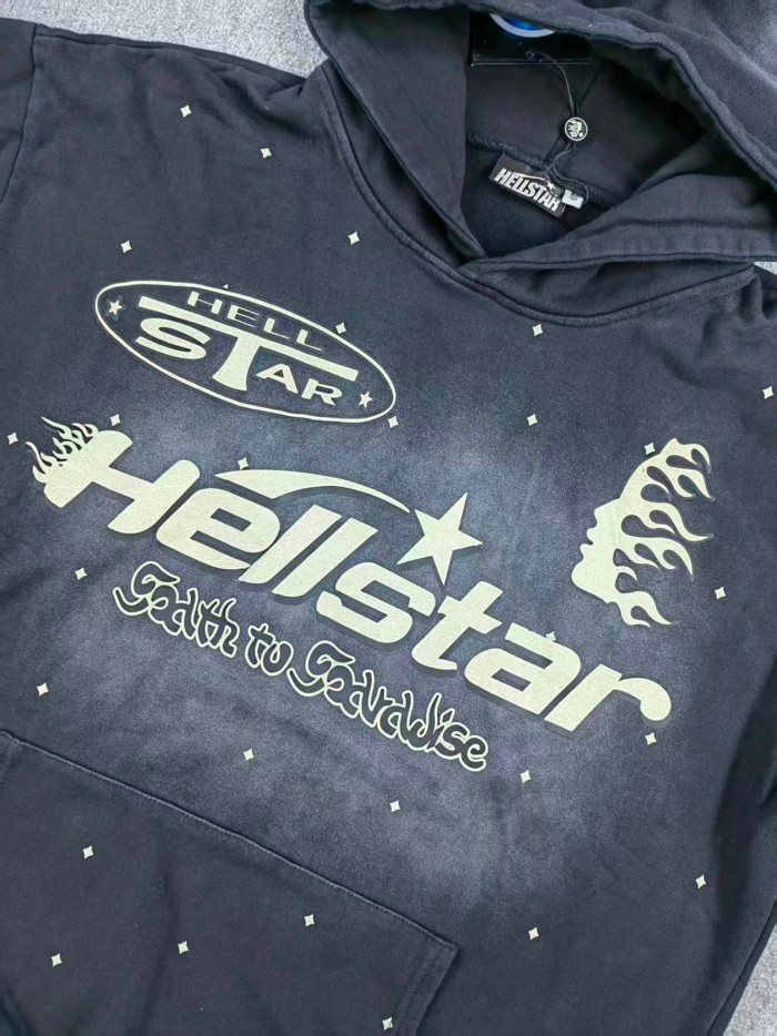 Hellstar Studio Logo Star Print Washed Version Hoodie & pants set 28624690