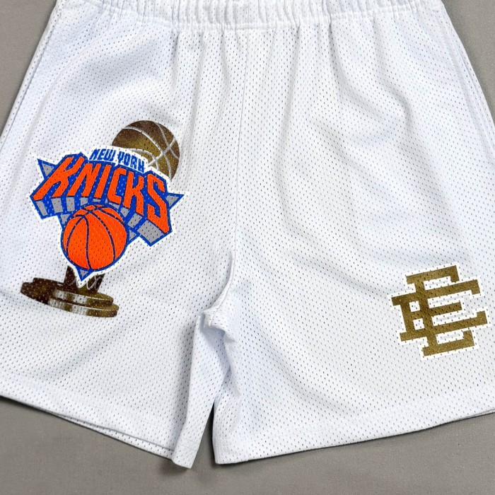 Eric Emanuel 1:1 quality version New York Knicks Team Logo Trophy Mesh Logo Athletic Shorts 29478104