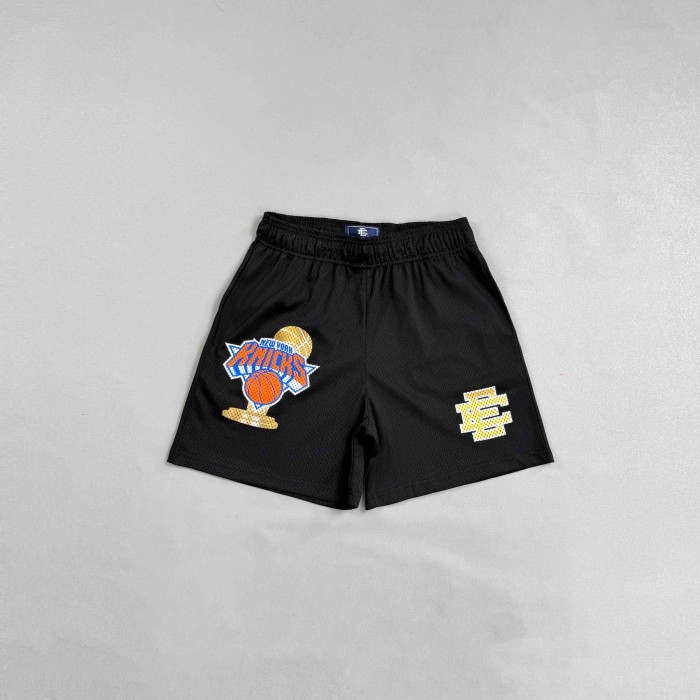 Eric Emanuel 1:1 quality version New York Knicks Black Mesh Team Logo Embroidery Shorts 29478074