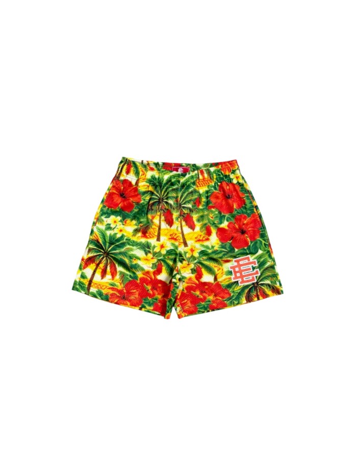 Eric Emanuel 1:1 quality version Hawaiian Tropical Floral Palm Print Mesh Logo Embroidery Athletic Shorts 29477448