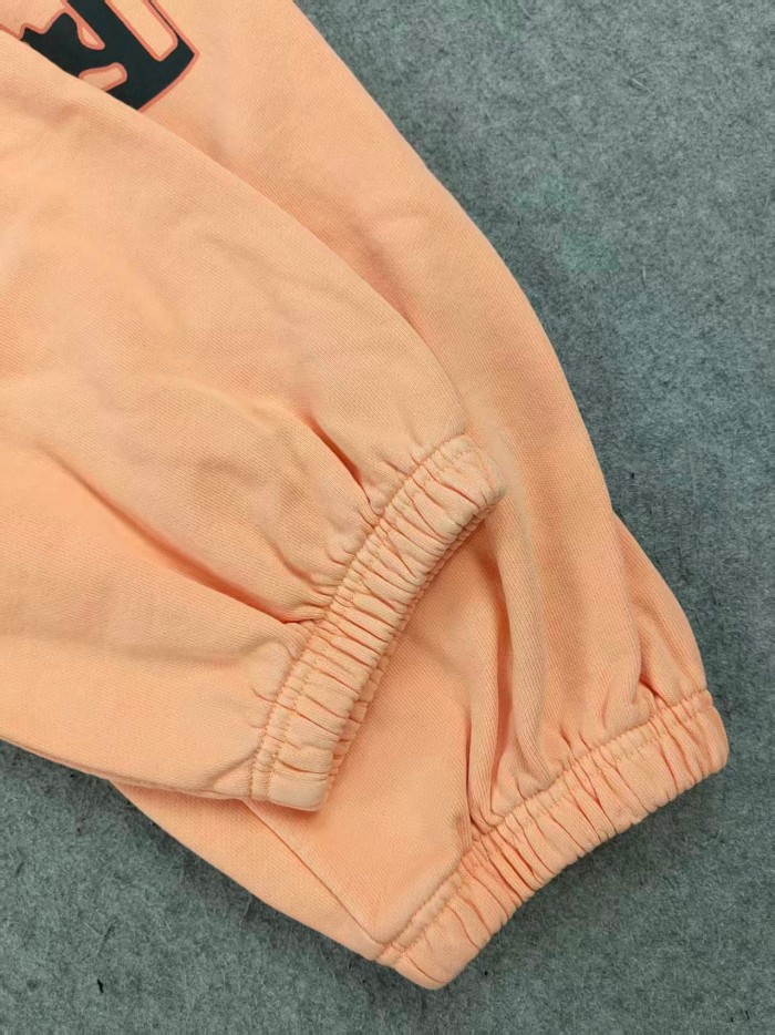 Sp5der 1:1 quality version Orange pink spider web star letters printed Hoodie & Pants Set