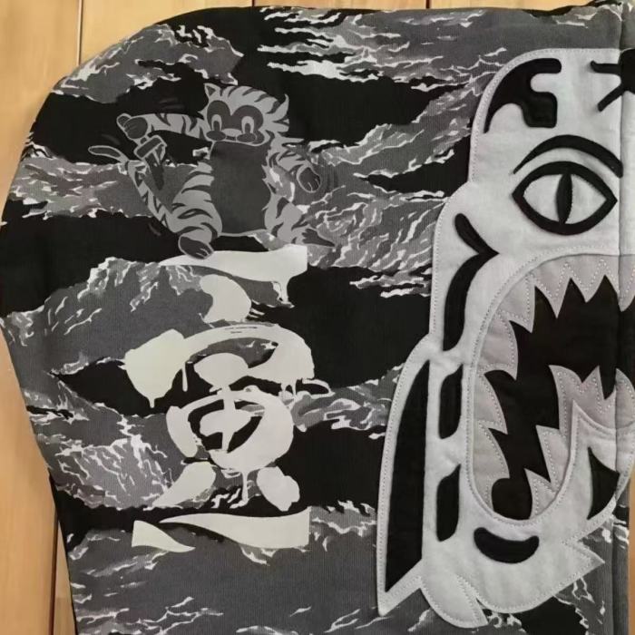 A Bathing Ape Bape 1:1 quality version Tiger Camo Shark Face Print Hooded Full Zip Hoodie 2 colors 29477991