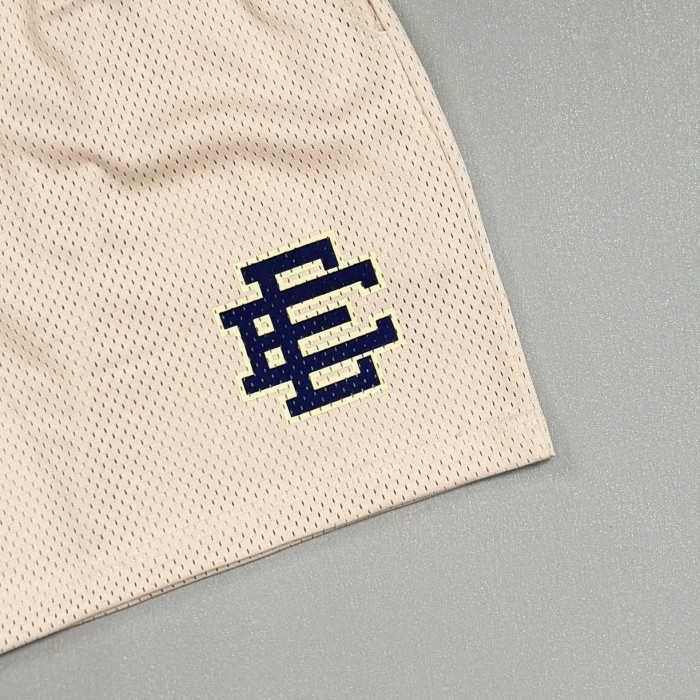 Eric Emanuel 1:1 quality version Beige Navy Logo Embroidery Mesh Athletic Shorts 29478087