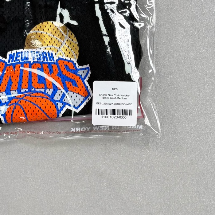 Eric Emanuel 1:1 quality version New York Knicks Black Mesh Team Logo Embroidery Shorts 29478074