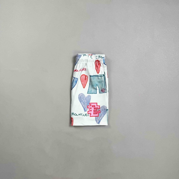 Eric Emanuel 1:1 quality version Hand Drawn Doodle Heart Letter Tie Print Mesh Athletic Shorts 29478038