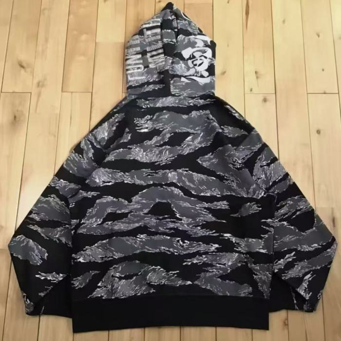 A Bathing Ape Bape 1:1 quality version Tiger Camo Shark Face Print Hooded Full Zip Hoodie 2 colors 29477991