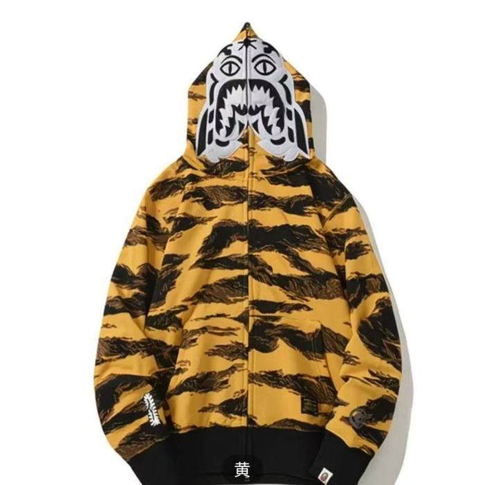 A Bathing Ape Bape 1:1 quality version Tiger Camo Shark Face Print Hooded Full Zip Hoodie 2 colors 29477991