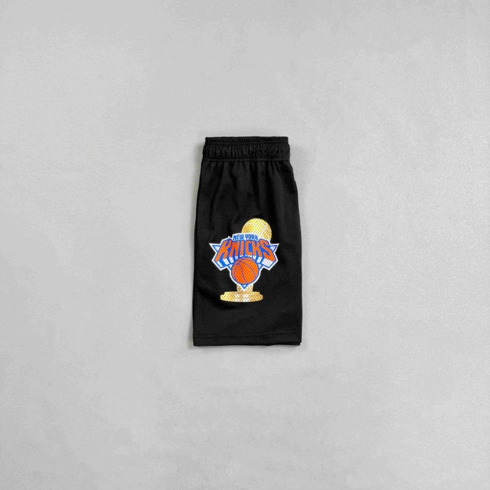 Eric Emanuel 1:1 quality version New York Knicks Black Mesh Team Logo Embroidery Shorts 29478074