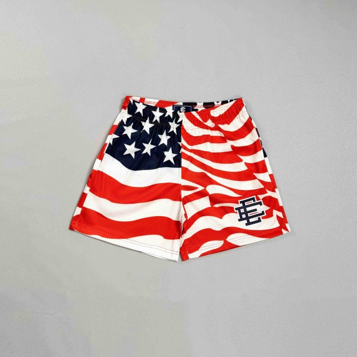 Eric Emanuel 1:1 quality version American Flag Stars Stripes Wavy Print Mesh Logo Shorts 29478196