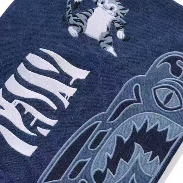 A Bathing Ape Bape 1:1 quality version Wave Camo Washed Denim Tiger Head Full-Zip Hoodie 29482666