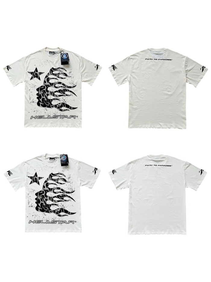 Hellstar Studio Floral Side Face Goddess Ink Dot Letter Print Tee 2 colors 27118390