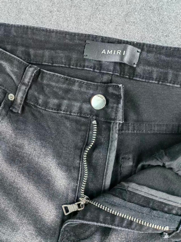 Amiri New Spring Autumn Black Slim Flare Ripped Patch Streetwear Jeans 29310922