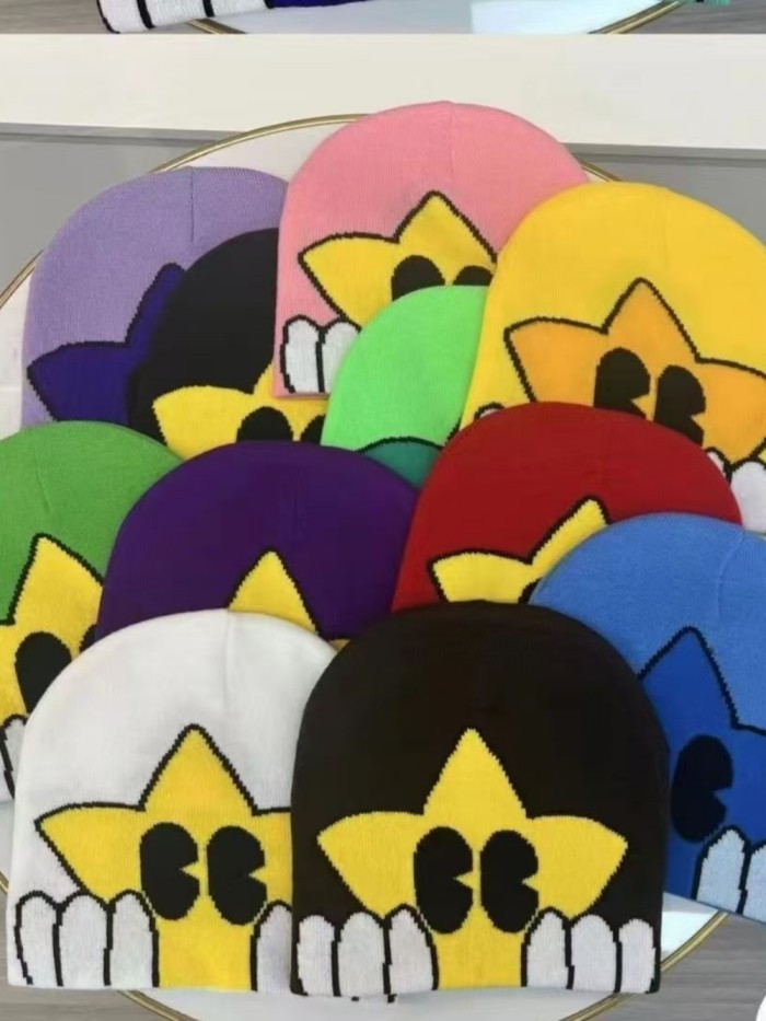 [50% Off]Candy Color Skateboarding Star Jacquard Warm Cold beanie 6 colors 27082502